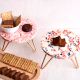 Pink and Orange Terrazzo Wood and Resin Cake Stand for Dessert, Fruit and Planter